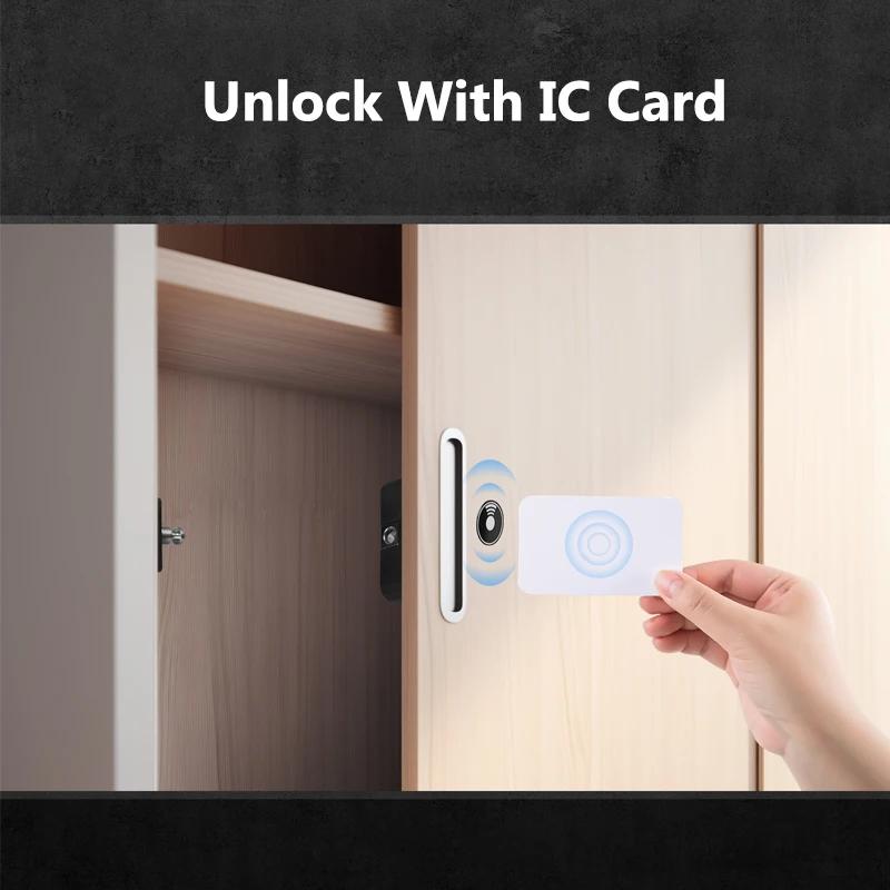 Smart Lock Bluetooth Tuya-Compatible Keyless IC Card Unlock App Remote Control for Wood Cabinet Door Drawer Furniture Lock