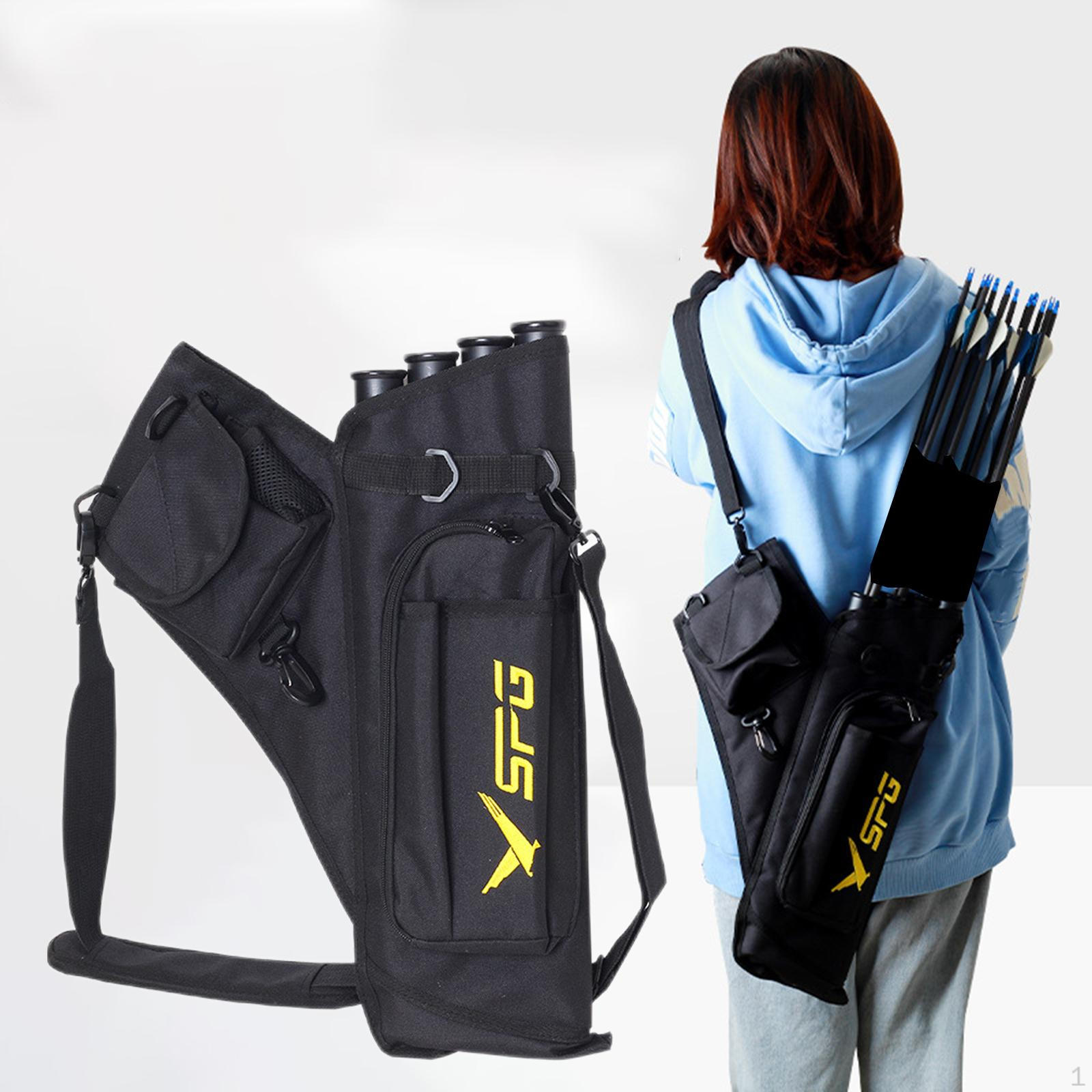 

Quiver Back Waist Shoulder Strap with Pockets Carry Bag 4 Tube Adjustable Holder Hip Pouch for Black