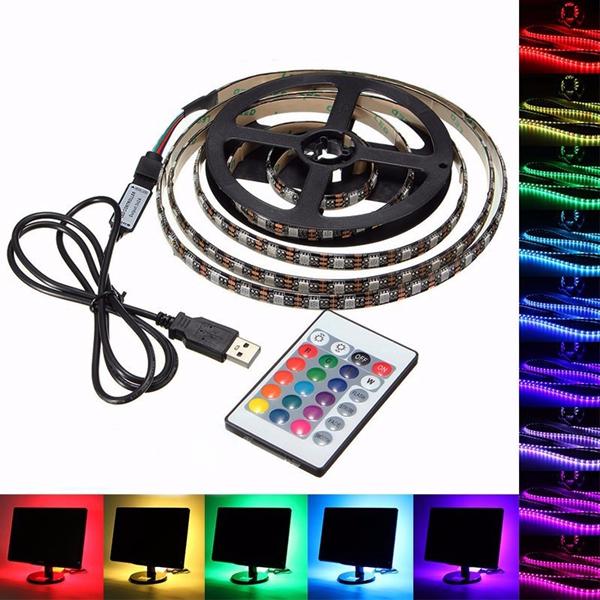 

1/2/3/4M USB RGB светодиодная лента гибкая лампа ТВ фоновое освещение 24-клавишный пульт дистанционного управления