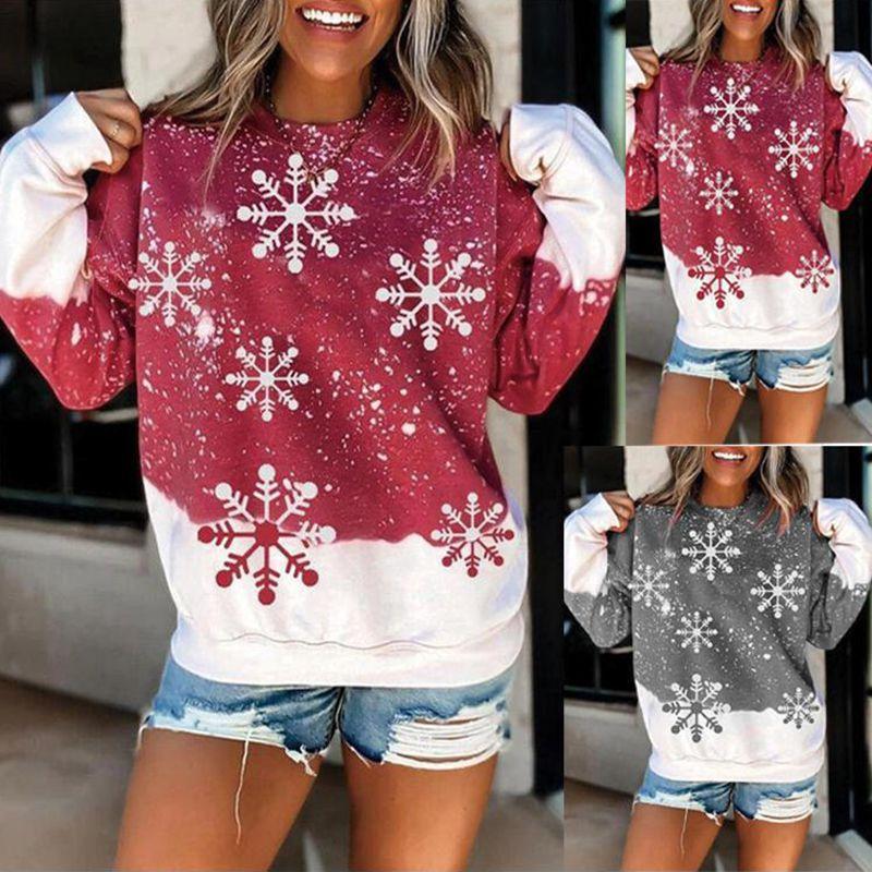 Stylish Christmas Snowflake Hoodie For Women Featuring Santa Claus Design In Grey And Red