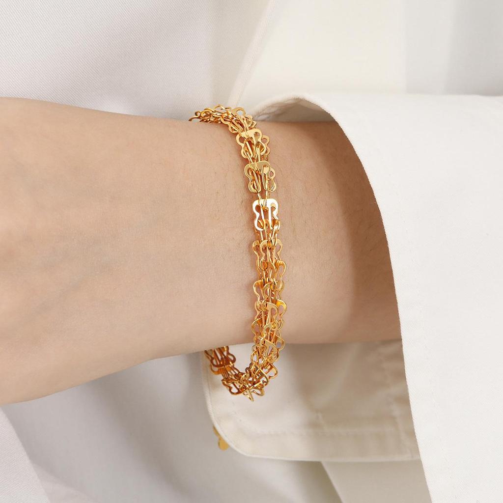 European & American Ins-Style High-End Light Luxury Butterfly Necklace & Titanium Steel Bracelet Set