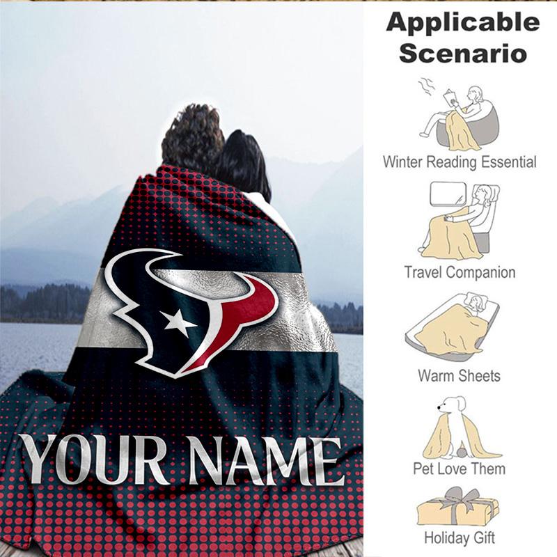 1PC Custom Name Blanket Houston-Texans Artwork Flannel blankets Patterns Throw Blanket All-Season Soft Gift for Couch, Bed, Camping, Birthday gifts