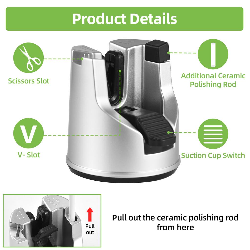 Ořezávátko nožů 3 v 1 Ruční ořezávátko z wolframové oceli s přísavkou a lešticí tyčí