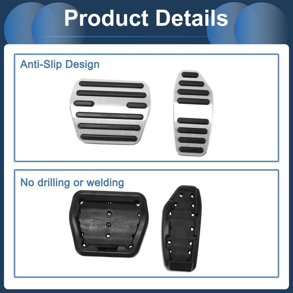 FUELHOOD 2pcs Automatic Foot Pedal Pad Foot Axle Pedal Cover for Nissan Roox B40 Series 2020/03- Aluminum Alloy Silver Tone