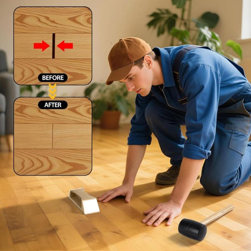 Professional Floor Repair Tool Including Nylon Tapping Block and Hammer for Smooth Safe Surfaces Restorations Tool