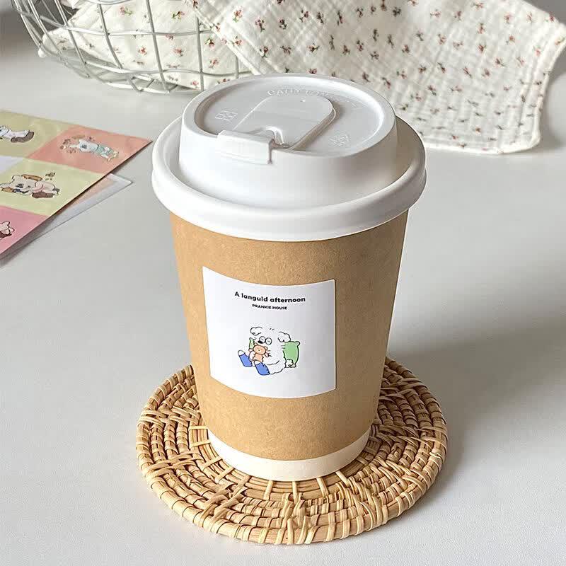 Disposable Double-Layer Kraft Paper Cups with Lids