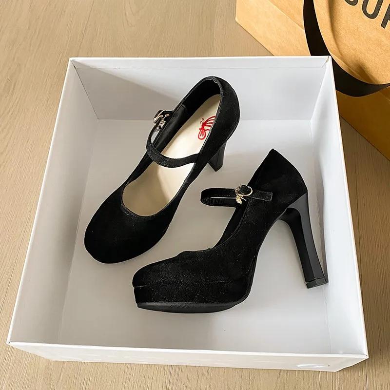 Fashion 2024 Women Baotou Round Toe Platform Heel Mary Janes Shoes Women Shallow Elegant Trend Comfortable Fashion Shoes Shoes for Women