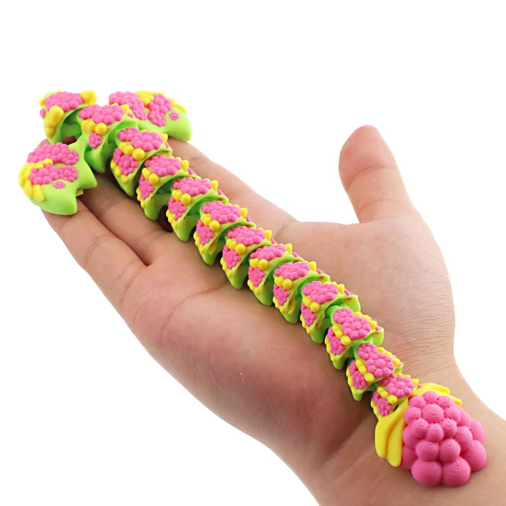3D Printed Flower Dragon, Movable Dragon Ornaments With Wings And Joints, Multi-Color 3D Printing Technology Toys And Gifts