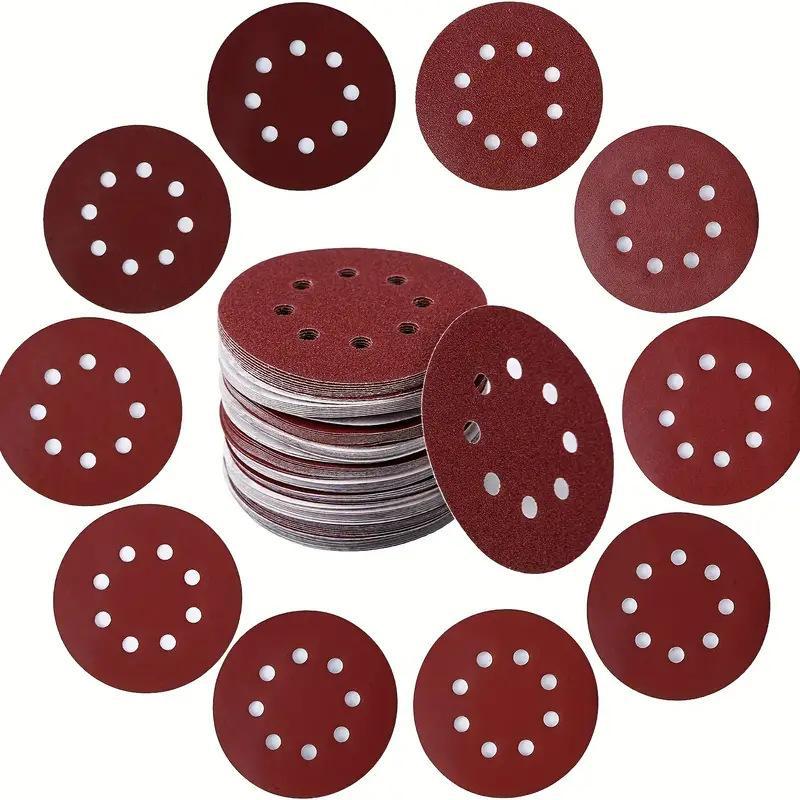 100Pcs Sanding Discs 8 Hole Hook And Loop Adhesive Sandpaper 125Mm 80~3000 Grits For Random Orbital Sander Abrasive Sheets Tools