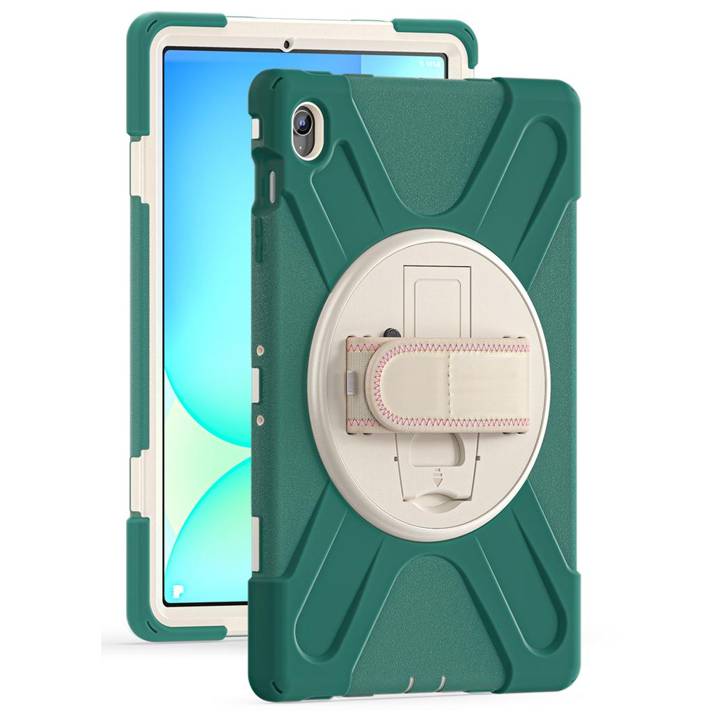 For Samsung Galaxy Tab S10 FE+ SM-X620/ SM-X626B Case Rotary Kickstand PC+Silicone Hand Strap Tablet Cover