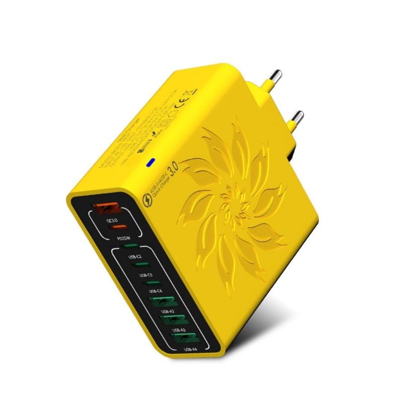 

High Speeded USB Charger Adapter 8 Port Intelligent Power Delivery For Simultaneous Smartphones Tablets Multiple Devices жёлтый