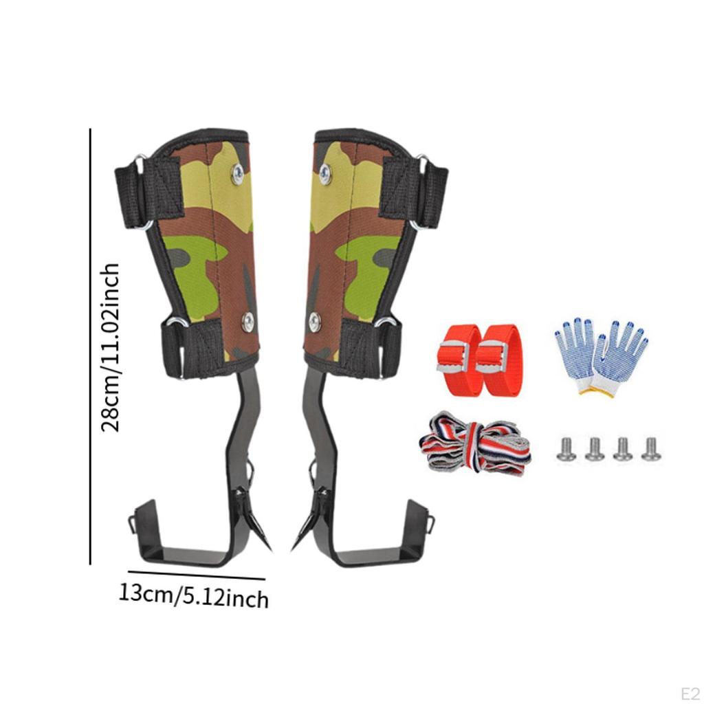 Tree Climbing Spikes Professional Fall Protection Wide Pedal W/ Ankle Straps Gear for