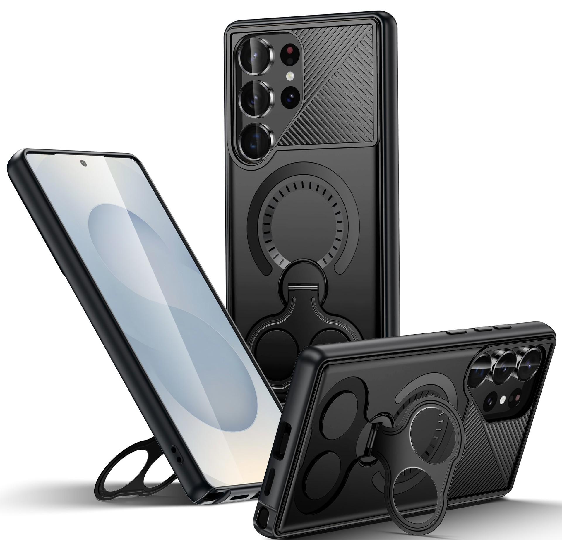 

Чехол-подставка с двойным кольцом, магнитный, противоударный, для Samsung S25 Ultra / S24 PLUS / A16/A26 S23 PLUS чёрный