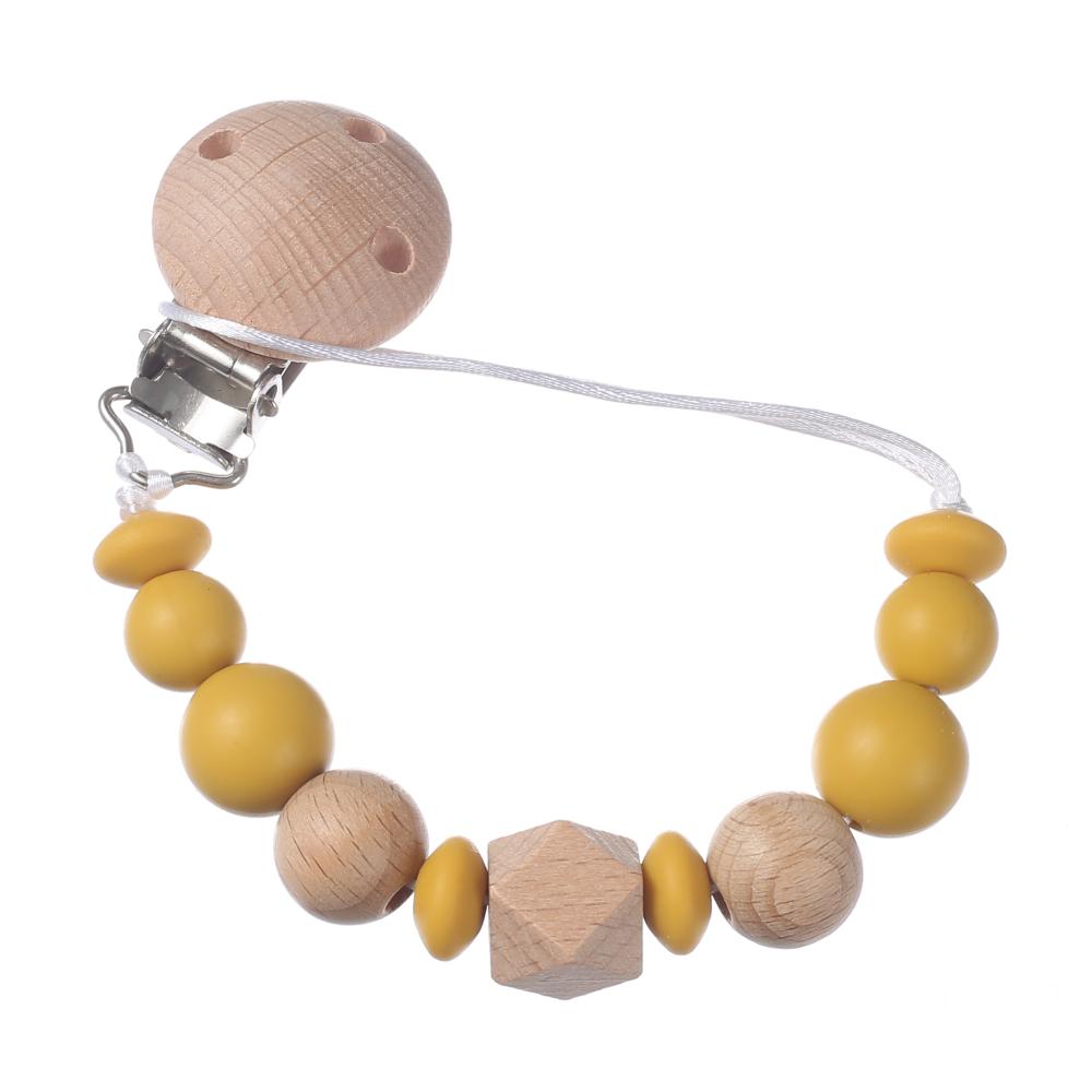 New Baby Pacifier Chain Clips Wood Silicone Round Octagonal Beads Teething Chain For Infant Appease Soother Dummy Holder Clip