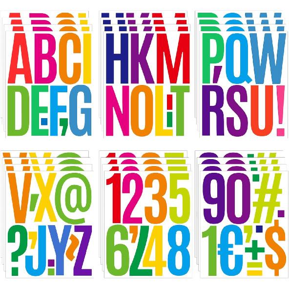 240Pcs 5 Inch Bulletin Board Letters Large Letter Stickers Colorful Vinyl Alphabet Stickers Numbers and ABC Cutouts Letters for Post Board Chalkboard