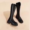 Skinny boots women's 2025 autumn and summer outer wear velvet slim thick heel thick sole but knee simple design trendy knight boots