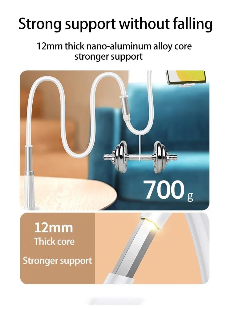 Phone Clip On Stand Holder with Grip Flexible Long Arm Gooseneck Lazy Bracket Mount Clamp for IPhone 15 Pro Max Accessories New