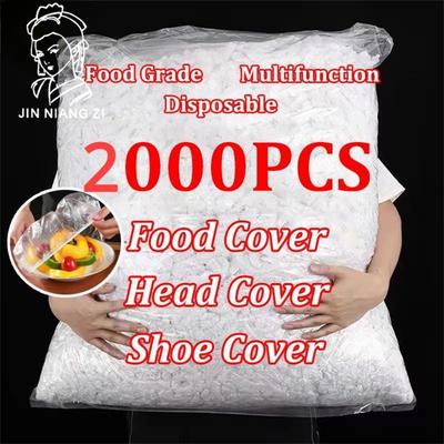 2000/1000/300/100 adet. Ürünleri buzdolabında saklamak için tek kullanımlık kapaklar plastik ambalaj, yemek kılıfları ayakkabı kılıfları, duş boneleri kaseler şapkalar çanta