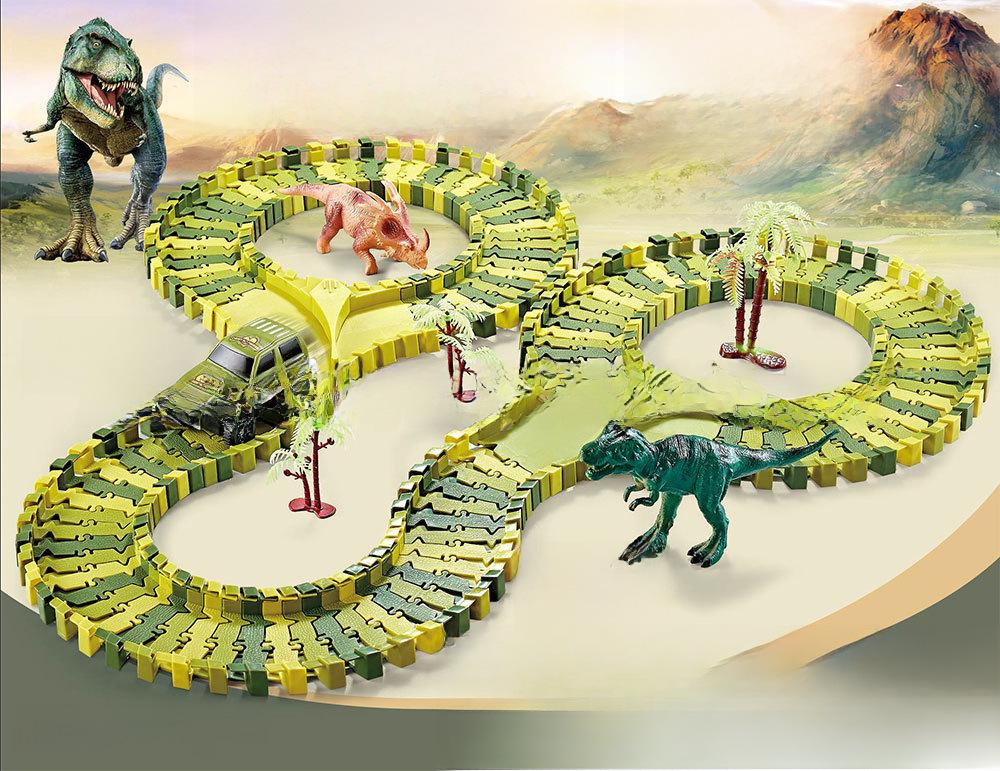 Elektrická dinosauří dráha s montážním ruským kolem pro děti