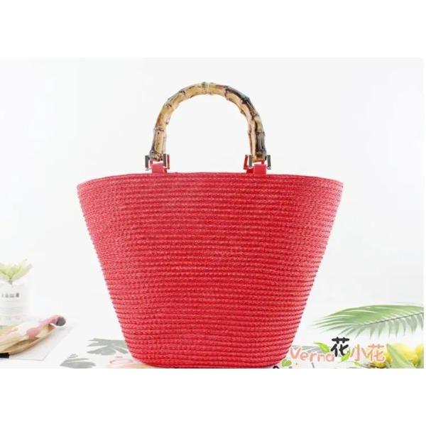 Nowa koreańska słomkowa torba casualowa letnia wakacyjna torba na ramię materiałowa prosta jednolity kolor dzika słomkowa torba