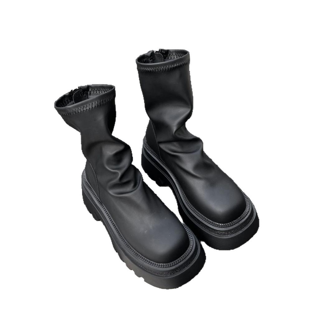 Small Versatile Niche Heightening Short Boots Women's 2025 Autumn New Retro Handsome Thick-soled British Style Thin Boots
