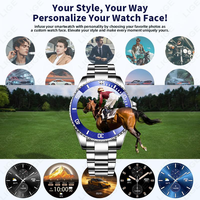 1,27" HD-Bildschirm Stahl Smartwatch Herren 2026 Neu IP68 Wasserdicht Bluetooth-Anruf Sport Sprachassistent Gesundheitsmonitor Herren Business Smartwatch