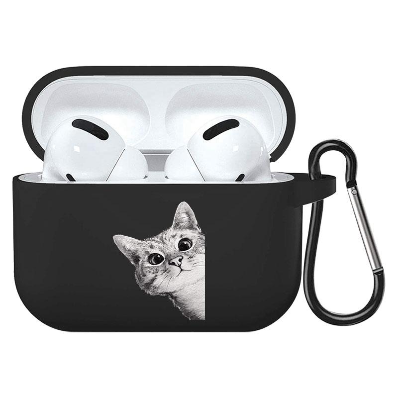 קריקטורה חמוד חיות מחמד כלב חתול בעל חיים ינשוף צמח פרחי אפל עבור אפל AirPods 2 3 כיסויי אוזניות חסינות זעזועים שחורות AirPods Pro Funds Cover