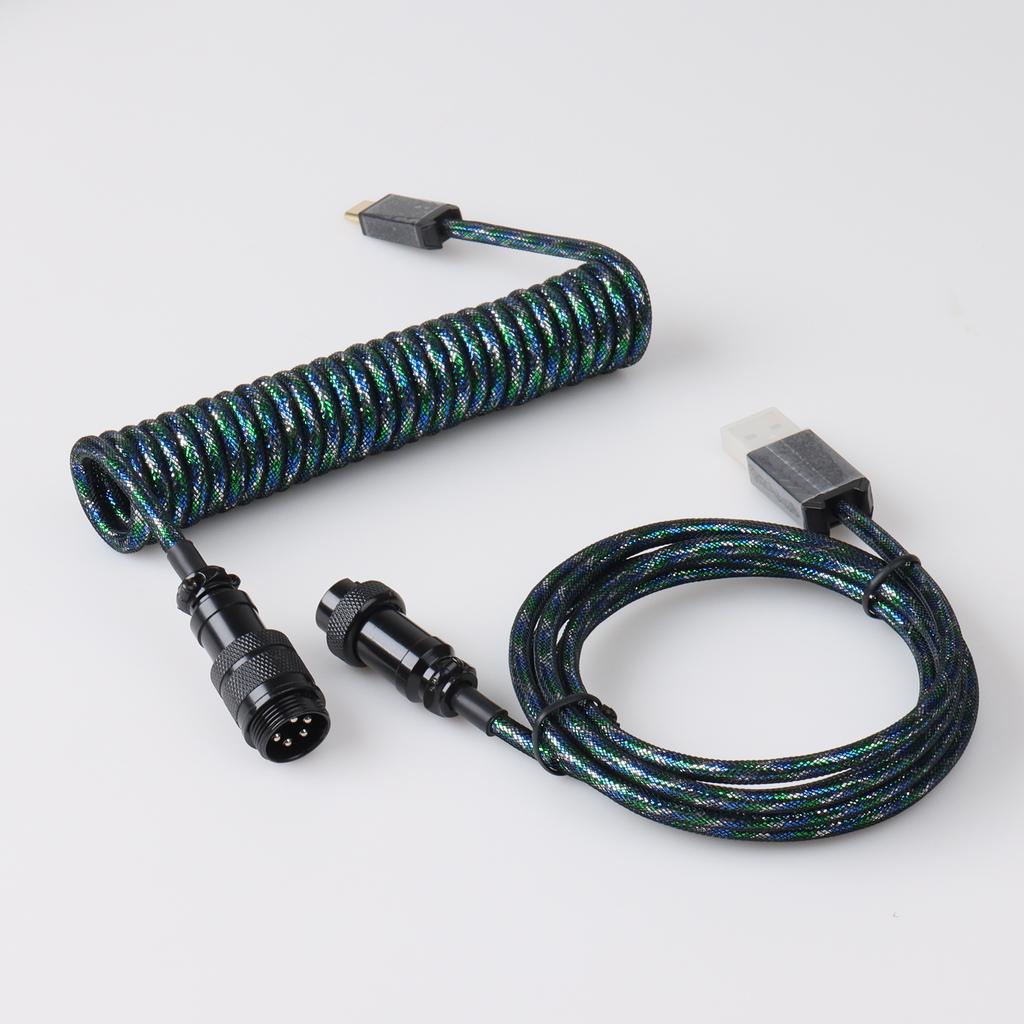 GX16 Coiled Keyboard Cable Type C Metal USB Coiled Cable for USB Keyboard