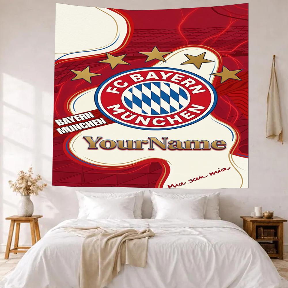 Fc Bayern Mnchen Custom Your Name Wall Decor Tapestry Art For Pet Memorial Birthdaywedding Party Backdrop Family Gift