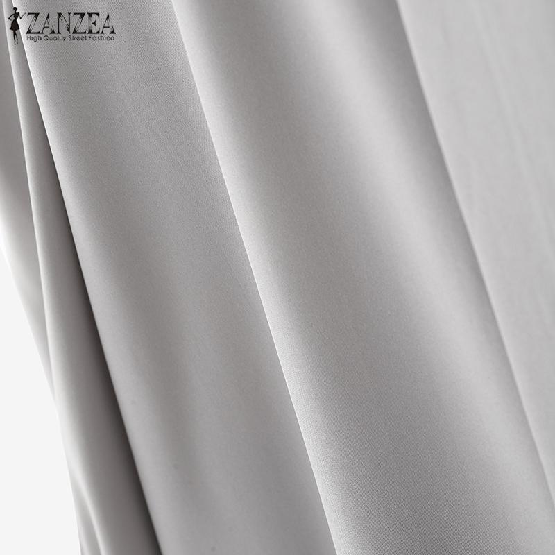 ZANZEA Women Casual Round Neck Solid Color Long Sleeve Blouse