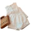 Girls Summer Cotton Lace Hollow Out Vest And Shorts Set Fashionable Childrens Two Piece Outfit For Warm Weather
