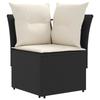 Garden Armchair Sofa with Corner Sofa 2 Pieces Black and Cream PE Rattan