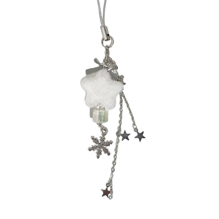 Unique Flocking Snowflake Star Phone Charm Winter Phone Jewelry Fashion Phone Ornament for Trendy Women Seeking Winter