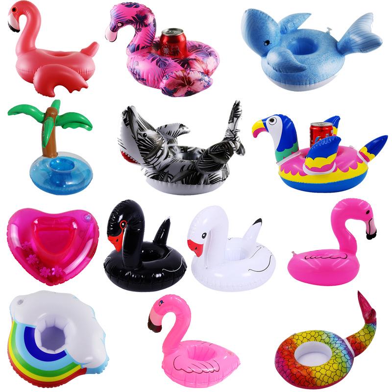 Available: Inflatable Cup Holders - Flamingo, Donut, Lemon, Watermelon, Pineapple, Crab, and Heart.