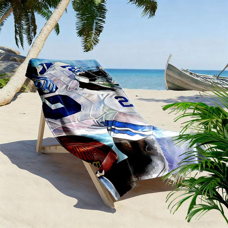 Emmitt Smith Print Beach Towel, Large Soft Quick Dry Towel for Beach Camping Swimming
