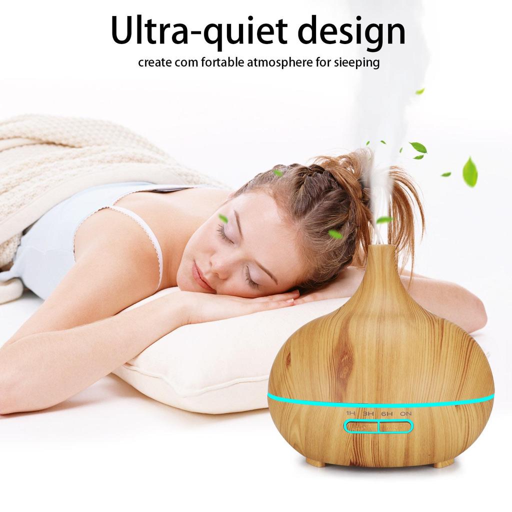 Wood Grain 400ml Ultrasonic Essential Oil Diffuser with Remote Control and Seven-Color LED