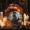 Gothic Witch Cat Wall Decor Metal Art Home Office Halloween