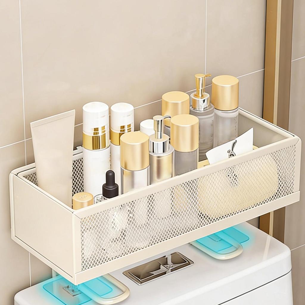 Toilet Shelf Metal Adhesive Space Saving Bathroom Stand Over Toilet Storage Shelves for Home Restroom Kitchen Laundry Room Paper