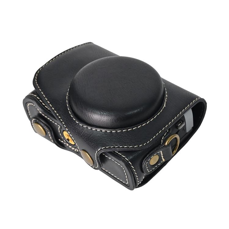Custodia a sacca per fotocamera a corpo intero in PU-pelle retrò con apertura a tirante e tracolla, Custodia protettiva per Canon G7 X Mark III / SX740 HS