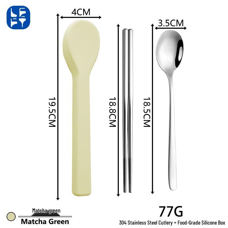 

Stainless Steel Travel Cutlery Set: Knife, Fork, Spoon, Chopsticks with Silicone Sleeve for Outdoor Camping.
