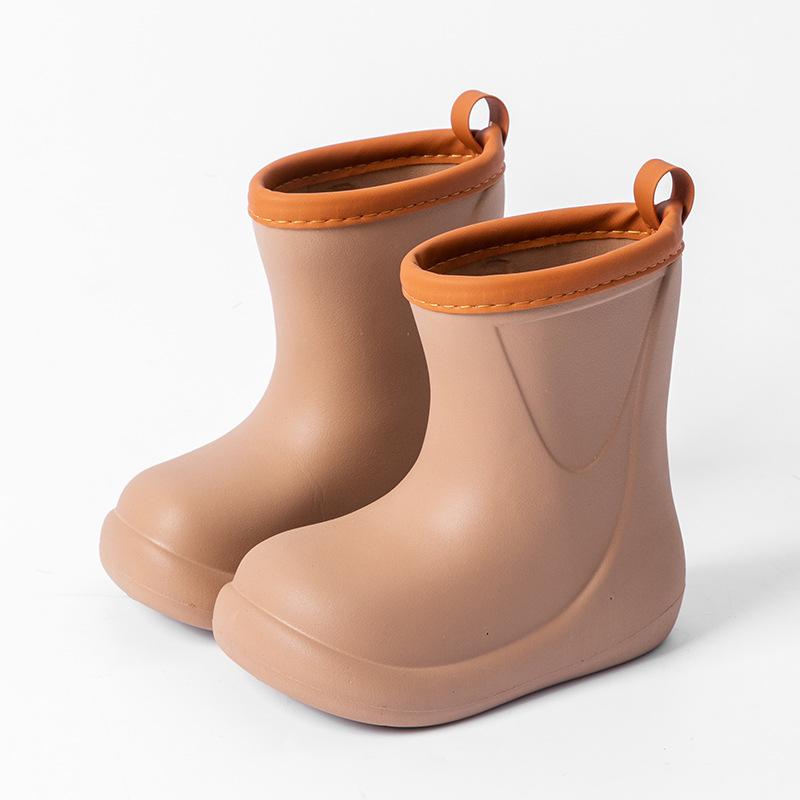 Solid Color Children's Rain Boots Outer Wear Thick-soled Medium Tube Non-slip Waterproof Simple Rain Shoes Outdoor Four-season Rubber Shoes