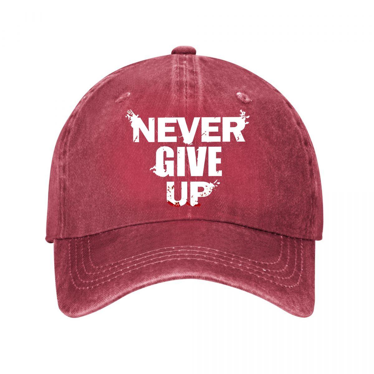 Never Give Up Blue Baseball Cap New Vintage Washed Cotton Baseball Cap Parent Kids Sun Hats Adjustable