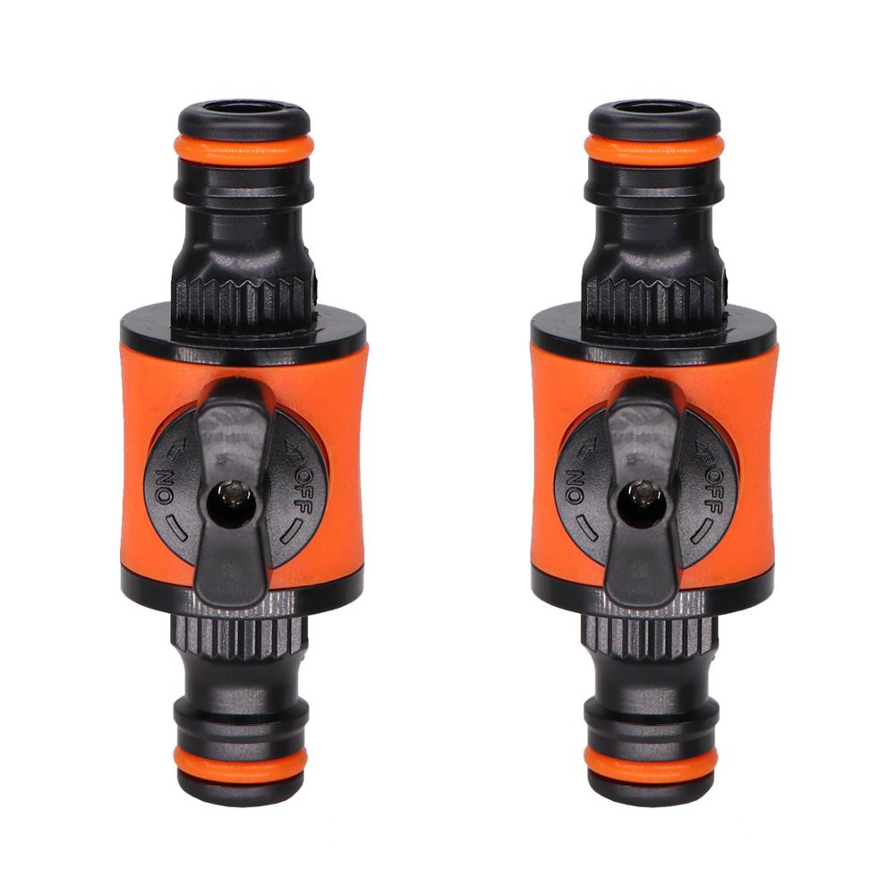 2PCS 16MM Equal Garden Hose Shut Off Valve Fitting Plastic Tubing Tap Adapter Quick Joint for Watering Irrigation Car Wash