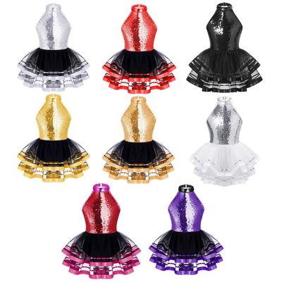 Kinder Mädchen Pailletten Halter Ballett Tanz Tutu Kleid Gymnastik Moderne Latin Jazz Tanzen Kostüm