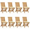 VidaXL Set of 8 Garden Chairs with Cushions, Patio Seats, Balcony Chairs, Outdoor Patio Furniture, White 3072934