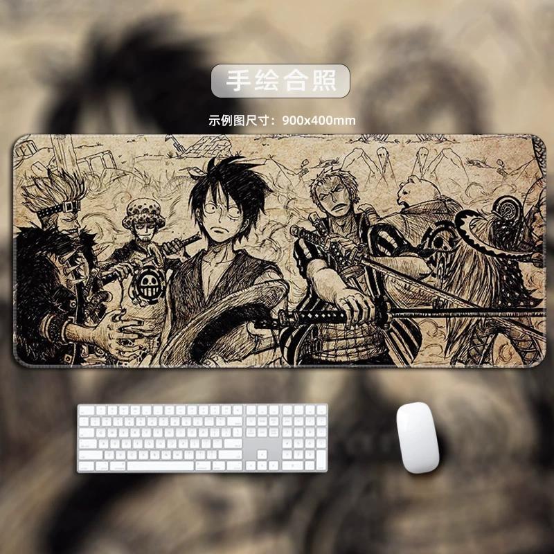 One Piece Leather Mouse Pad Oversized Small Office Gaming Keyboard Pad Desk Pad Bristle Bracelet Monkey D. Luffy Roronoa Zoro Decorative Desk Mat