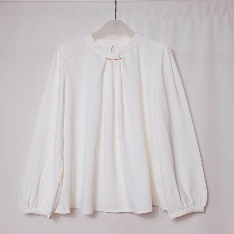 Export Japanese Single Tail Goods round Neck Pullover Long Sleeves Shirt Women's Stylish Business All-Matching Shirt Bottoming Shirt Small