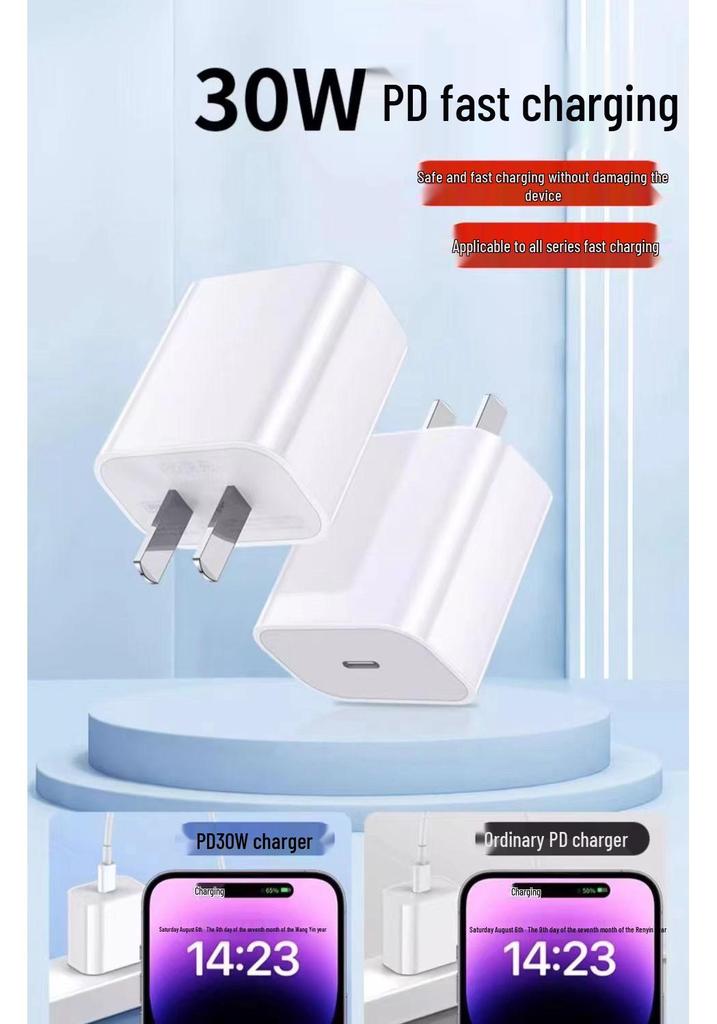 30W Type-C Charger for Apple: Compatible with iPhone 16 Pro and 12 Max Charger and Sync Cable.