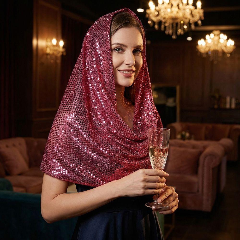 Solid Color Sequin Hooded Headscarf Breathable Soft Sequin Head Wraps Fashion Hijab Spring Summer