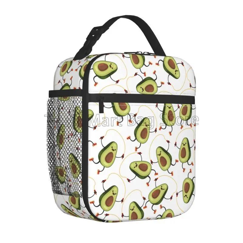 Süße Avocado-Print Isolierte Lunchtasche Wiederverwendbar Tragbar Wasserdicht Brotdose Thermokühler Oxford-Tragetasche für Reise Picknick